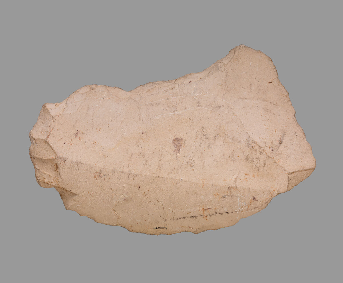 Hieratic Ostracon, Limestone, ink