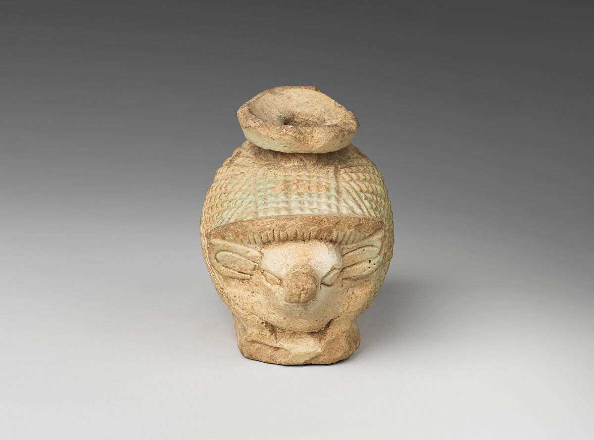 Aryballos (perfume jar) in the shape of a hedgehog, Faience