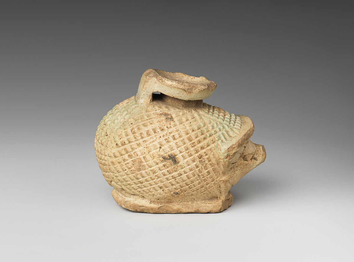 Aryballos (perfume jar) in the shape of a hedgehog, Faience 