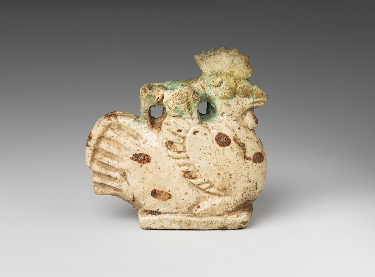 Aryballos (perfume jar) in the form of a cock, Faience