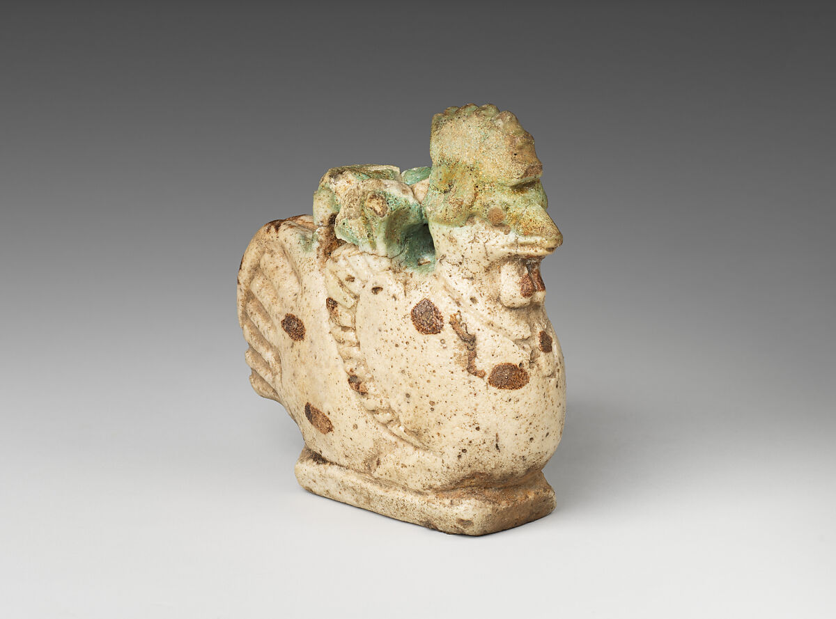 Aryballos (perfume jar) in the form of a cock, Faience