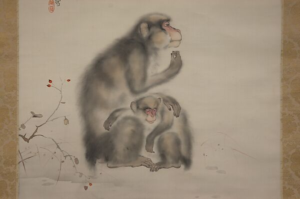 Monkeys, Hashimoto Kansetsu 橋本関雪 (Japanese, 1883–1945), Painting; watercolor on paper, Japan