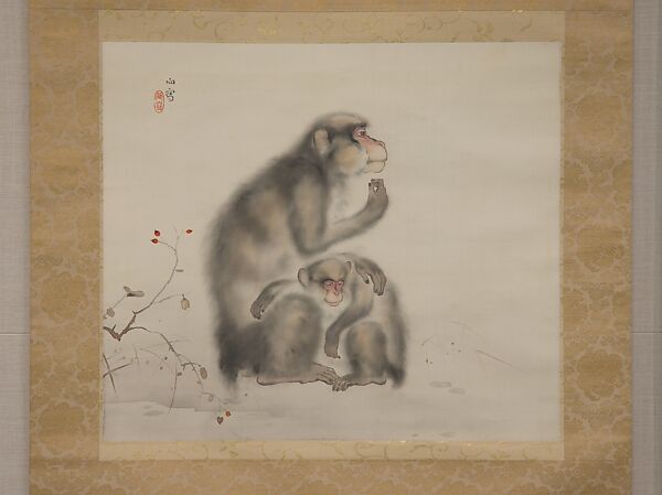 Monkeys, Hashimoto Kansetsu 橋本関雪 (Japanese, 1883–1945), Painting; watercolor on paper, Japan 