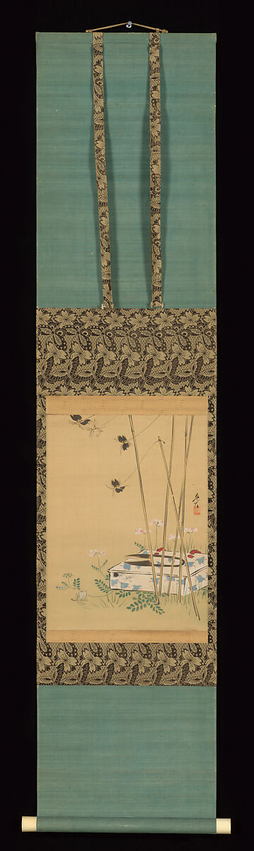 Garden Scene, In the Style of Shibata Zeshin (Japanese, 1807–1891), Hanging scroll; ink and color on silk, Japan