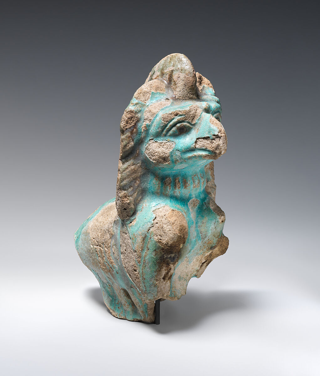 Nemesis in the form of a griffin, Faience 