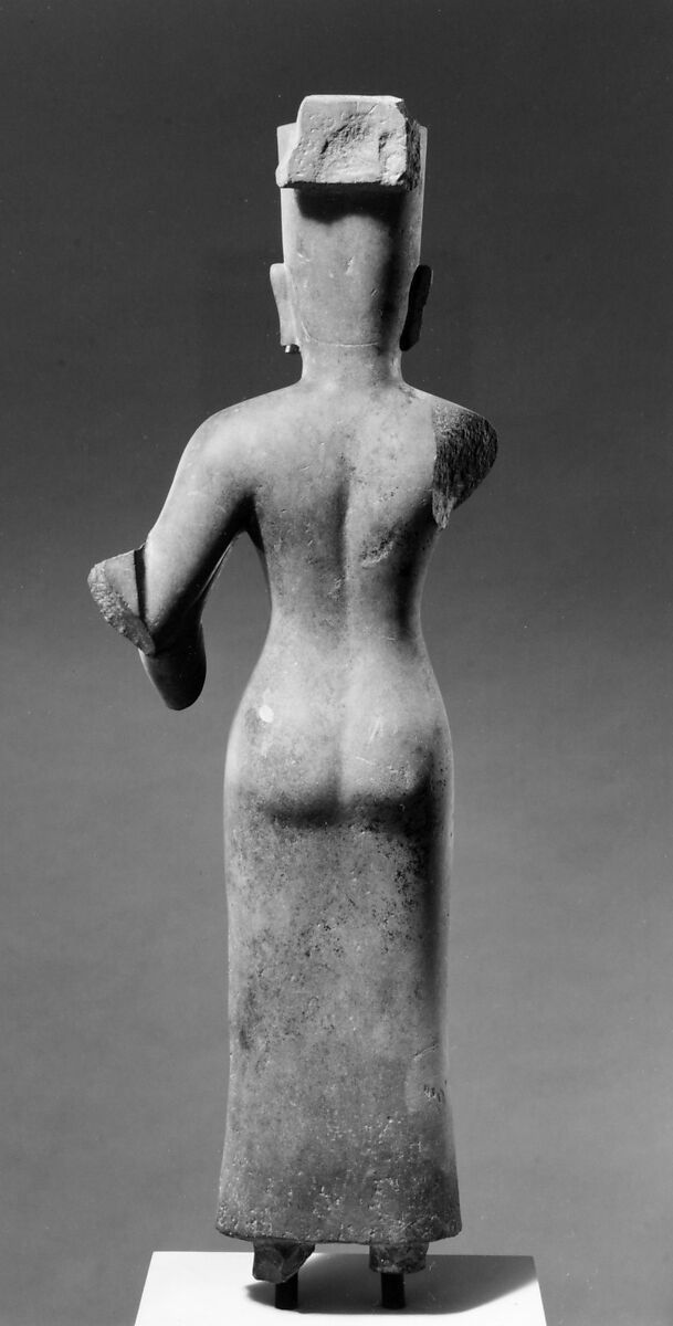 Standing Female Deity, probably Durga, Stone, Cambodia or Vietnam