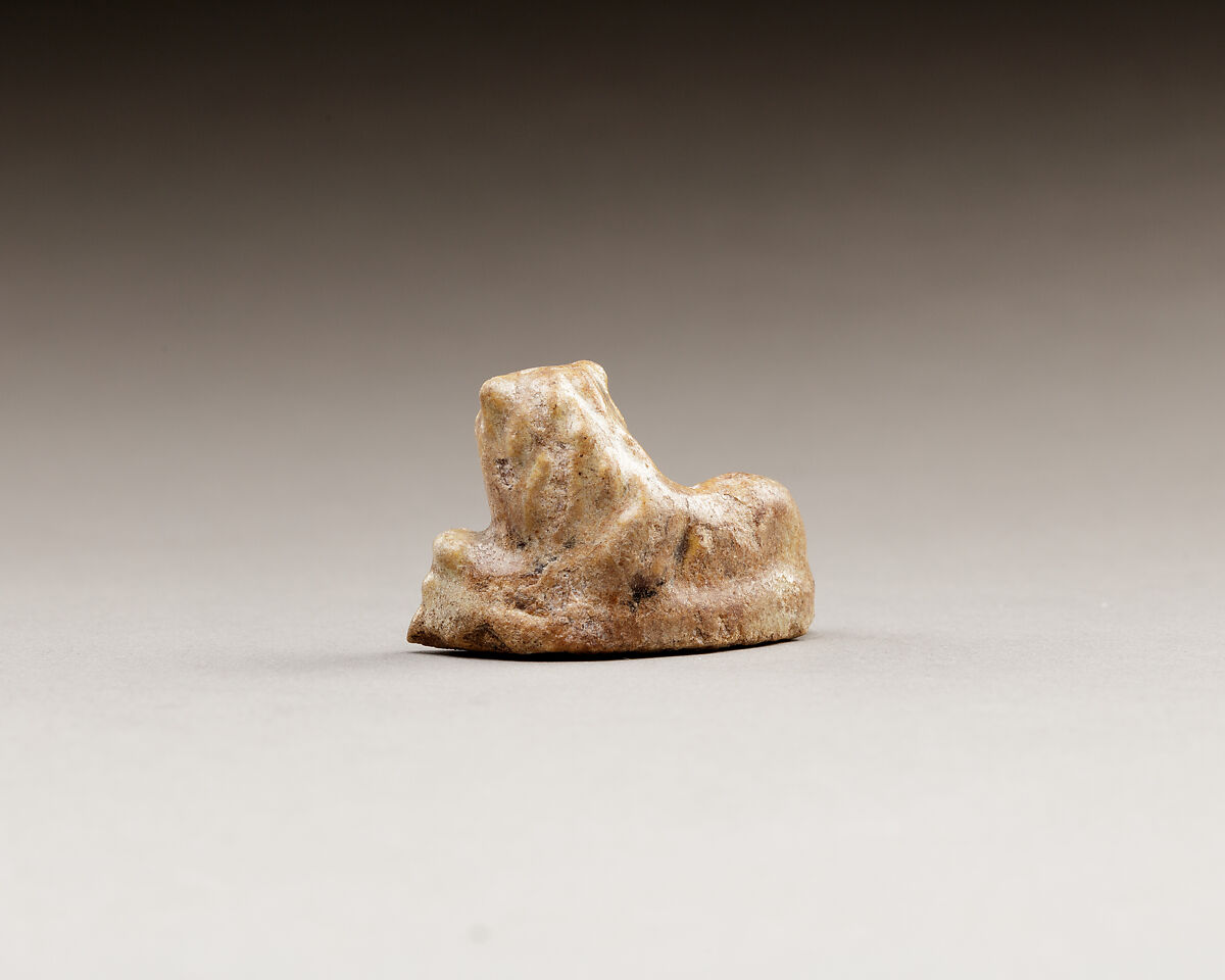 Figurine, lion, Yellow brown glazed earthenware