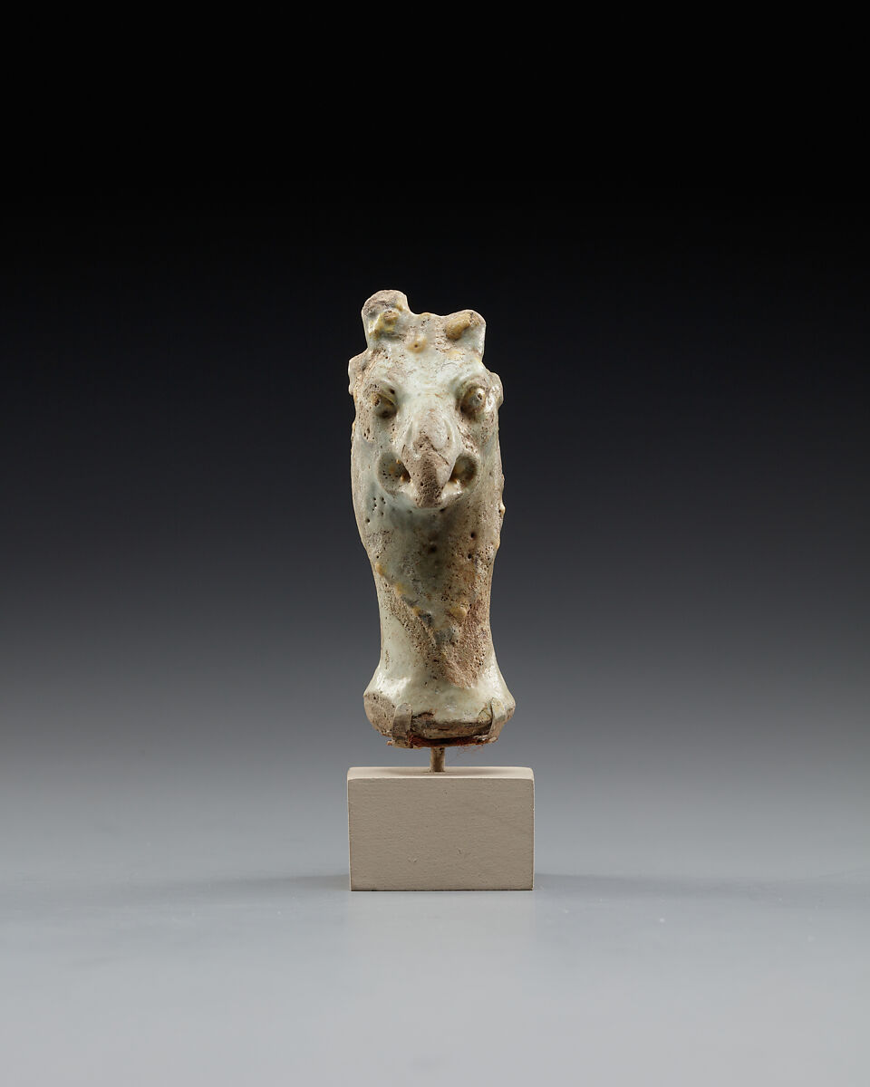 Head of a figure of a griffin, perhaps representing Nemesis, Faience