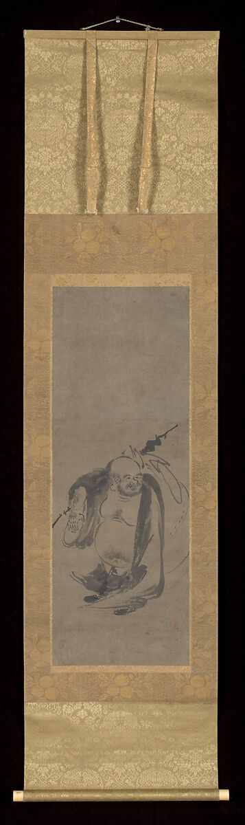 Hotei, flanked by panels of birds, After Kenkō Shōkei (Japanese, active ca. 1478–ca. 1523), Paint on paper, Japan