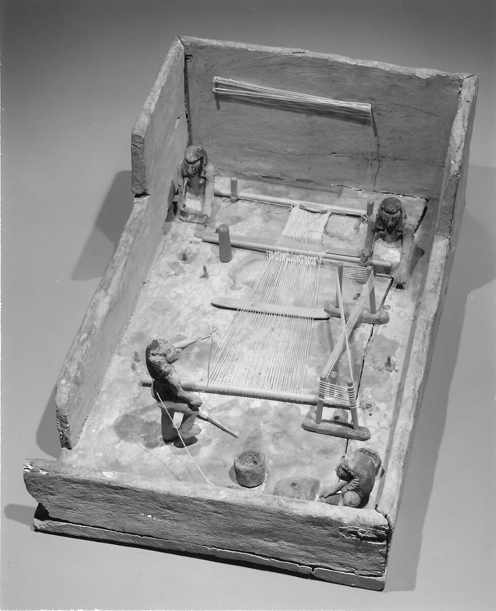 Fragmentary Model of a Weavers Shop, Wood, gesso, paint