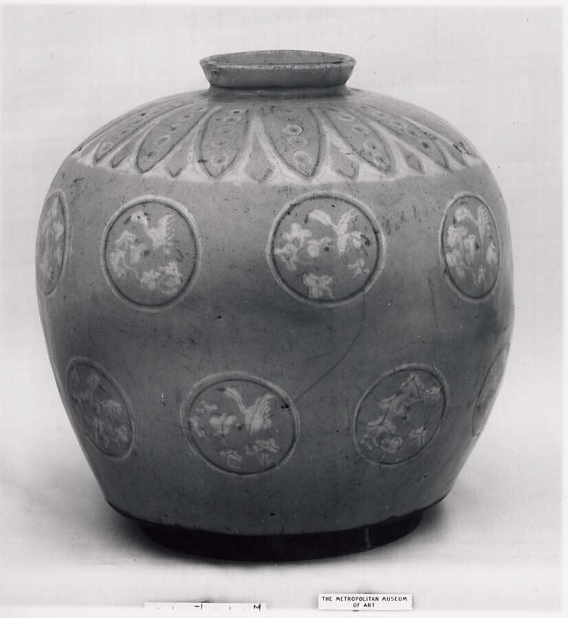 Vase, Stoneware with inlaid decoration under celadon glaze, Korea 