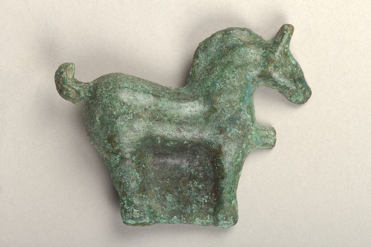 Equine-shaped belt buckle, Bronze, Korea 