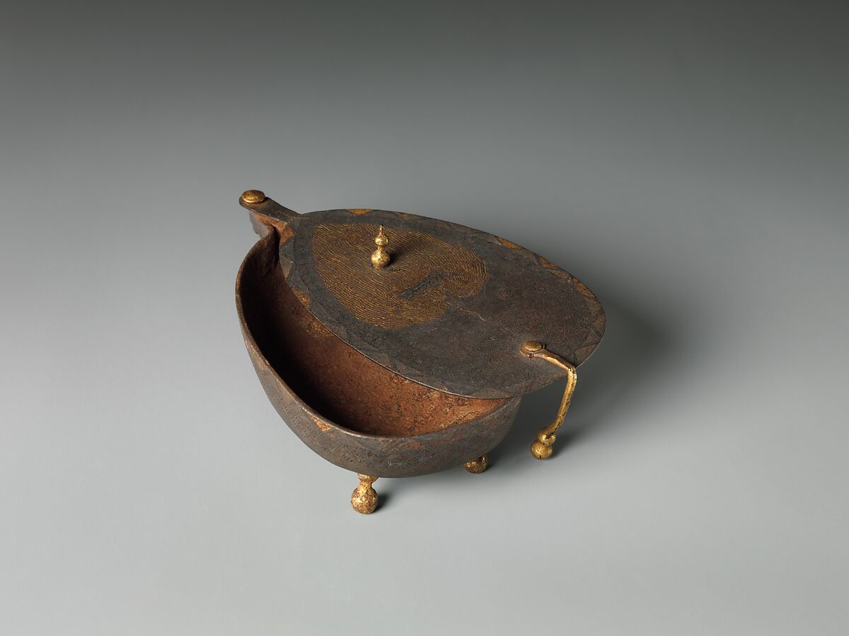 Incense box, Iron inlaid with gold and silver, Korea