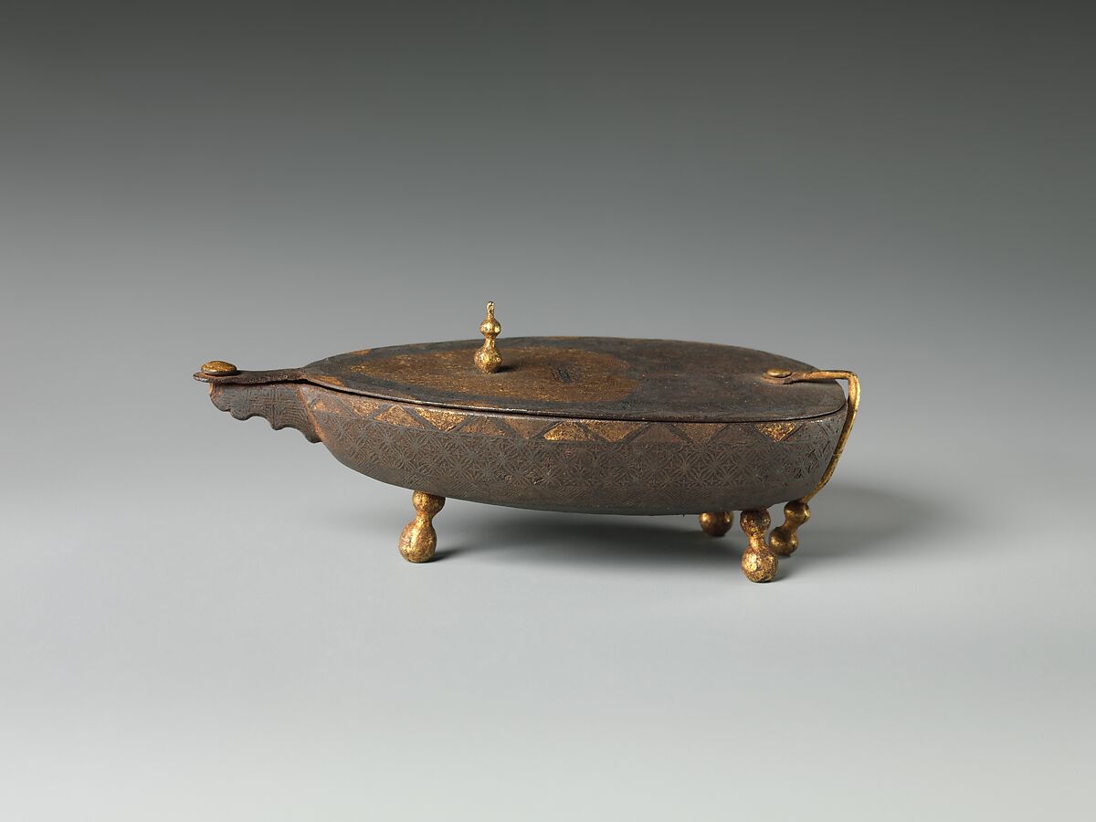 Incense box, Iron inlaid with gold and silver, Korea