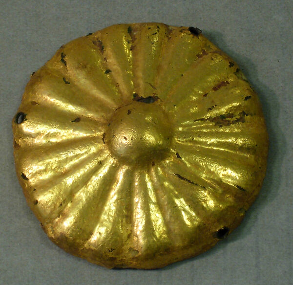 Rosette from pall, Copper, gold leaf 