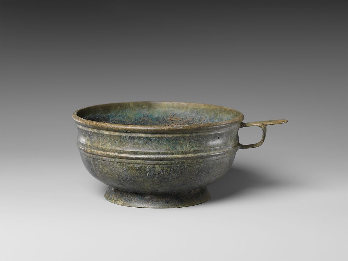 Cup with handle and foot ring, Bronze, Korea 