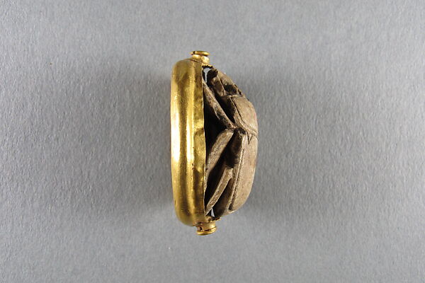 Scarab of Sheshonq I, Glazed steatite, gold