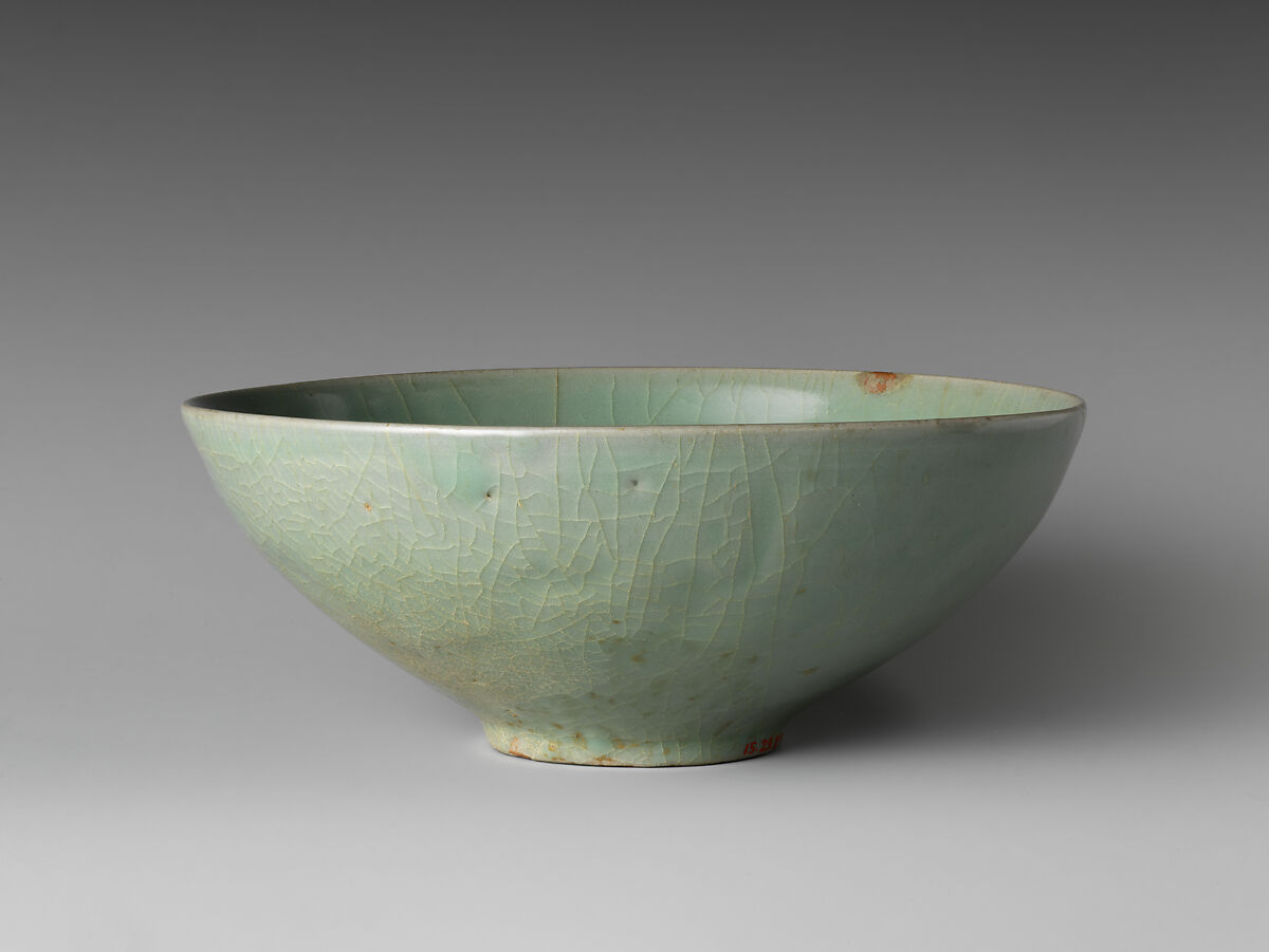 Bowl with boys and grapevines, Stoneware with mold-impressed design under celadon glaze, Korea