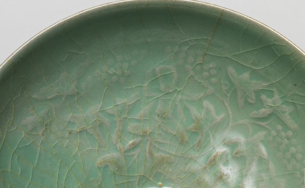 Bowl with boys and grapevines, Stoneware with mold-impressed design under celadon glaze, Korea