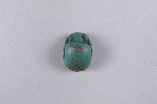 Scarab with Hieroglyphs, Faience
