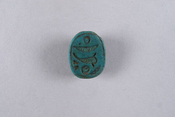 Scarab with Hieroglyphs, Faience 