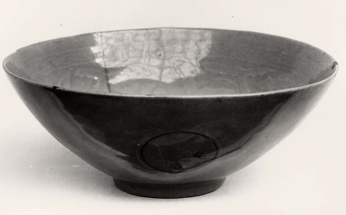 Bowl, Stoneware with mold-relief and inlaid decoration under celadon glaze, Korea 