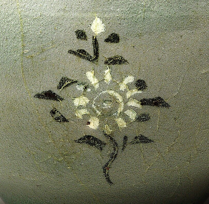 Cup, Stoneware with inlaid decoration of chrysanthemums under celadon glaze, Korea