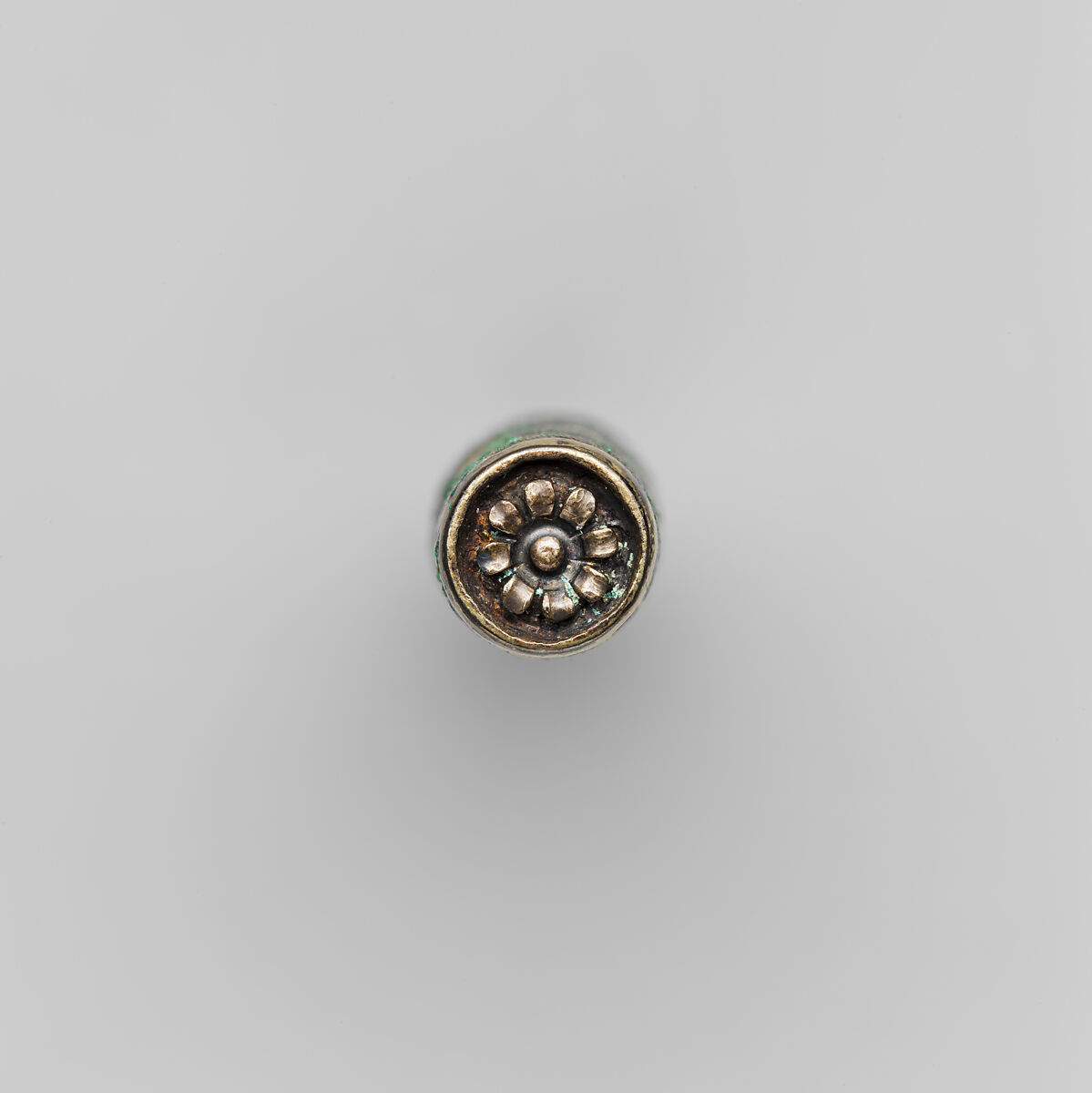 Needle case and bobbin, Partially gilt silver inlaid with niello, silver, Korea