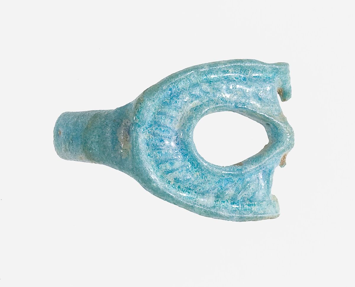 Ankh Ring Fragment, Faience, blue 
