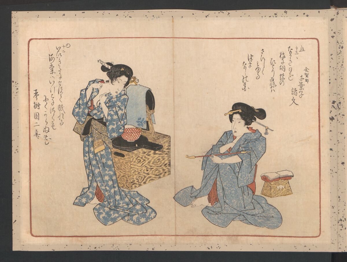 Book of Humorous Poems  "Hundred Thousand Birds" (Kyōka momochidori), Yanagawa Shigenobu (Japanese, 1787–1832), Ink and color on paper, Japan