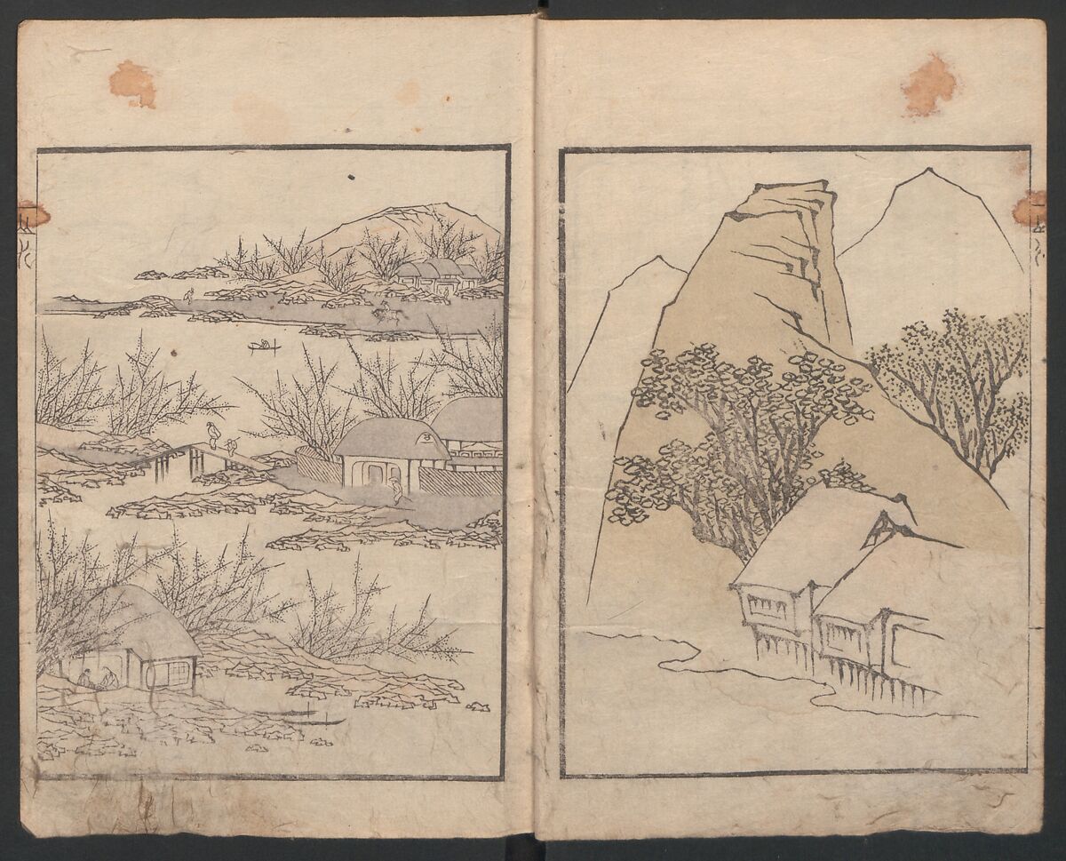 Album of Landscape Paintings by Ichiro Yashima (Ichirō gafu) 一老画譜, Yashima Gakutei 八島岳亭 (Japanese, 1786?–1868), Ink and color on paper, Japan