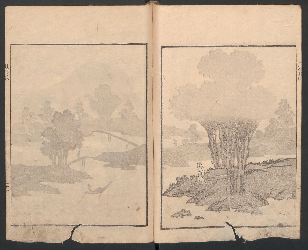 Album of Landscape Paintings by Ichiro Yashima (Ichirō gafu) 一老画譜, Yashima Gakutei 八島岳亭 (Japanese, 1786?–1868), Ink and color on paper, Japan