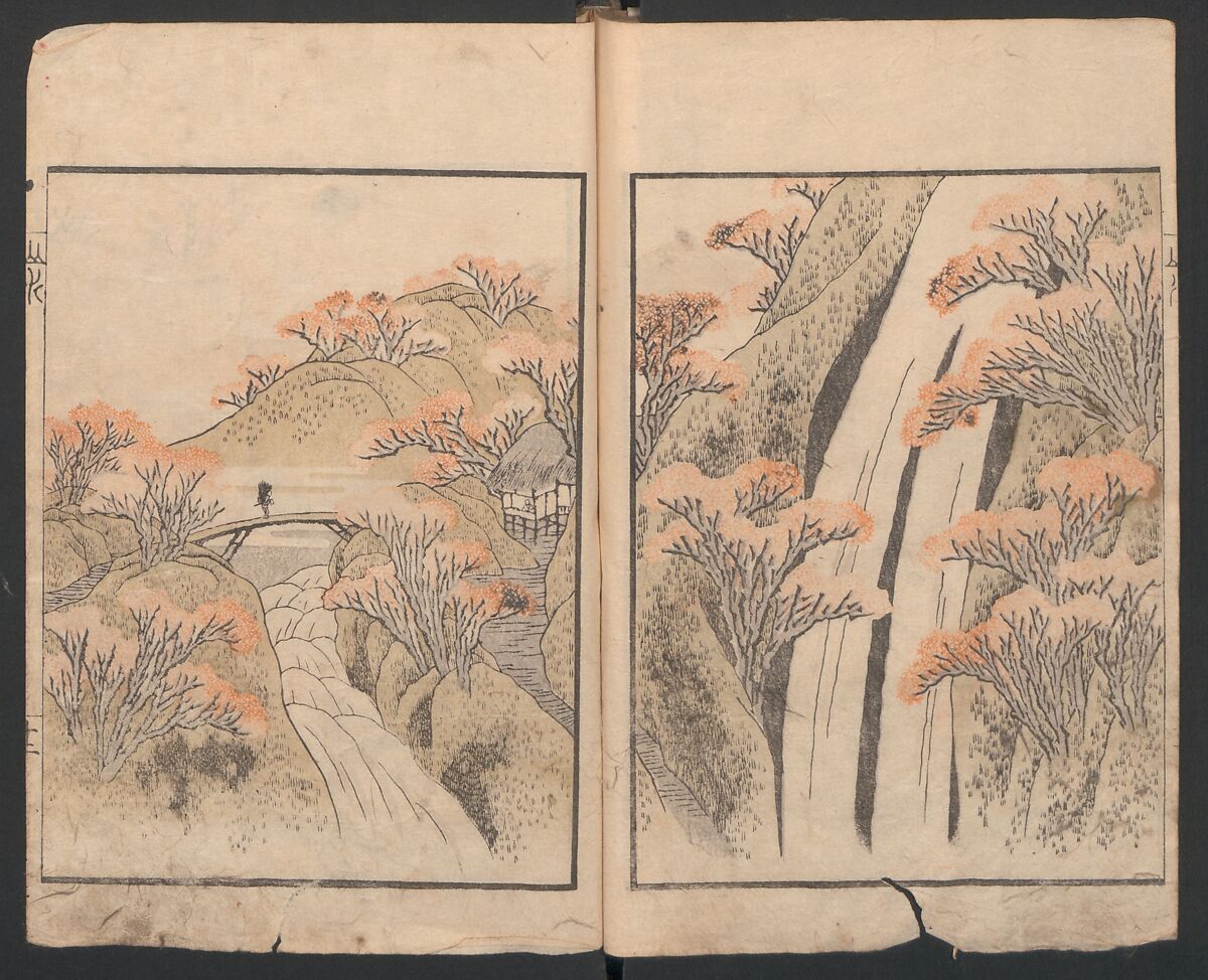 Album of Landscape Paintings by Ichiro Yashima (Ichirō gafu) 一老画譜, Yashima Gakutei 八島岳亭 (Japanese, 1786?–1868), Ink and color on paper, Japan