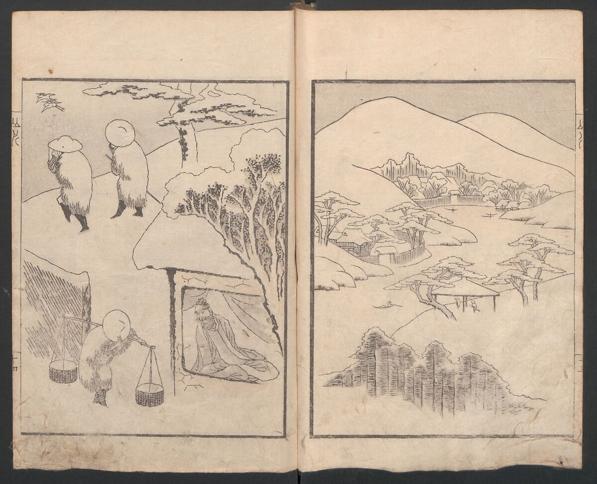 Album of Landscape Paintings by Ichiro Yashima (Ichirō gafu) 一老画譜, Yashima Gakutei 八島岳亭 (Japanese, 1786?–1868), Ink and color on paper, Japan