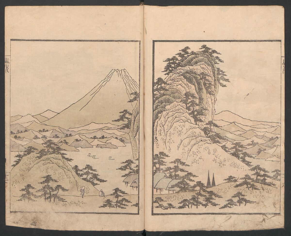 Album of Landscape Paintings by Ichiro Yashima (Ichirō gafu) 一老画譜, Yashima Gakutei 八島岳亭 (Japanese, 1786?–1868), Ink and color on paper, Japan