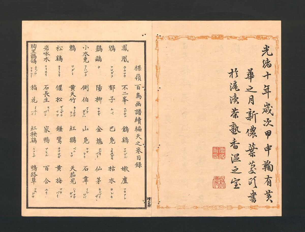 Bairei Picture Album of One Hundred Birds (Bairei hyakuchō gafu) 楳嶺百鳥畫譜, Kōno Bairei  幸野楳嶺 (Japanese, 1844–1895), Set of three polychrome woodblock printed books; ink and color on paper, Japan