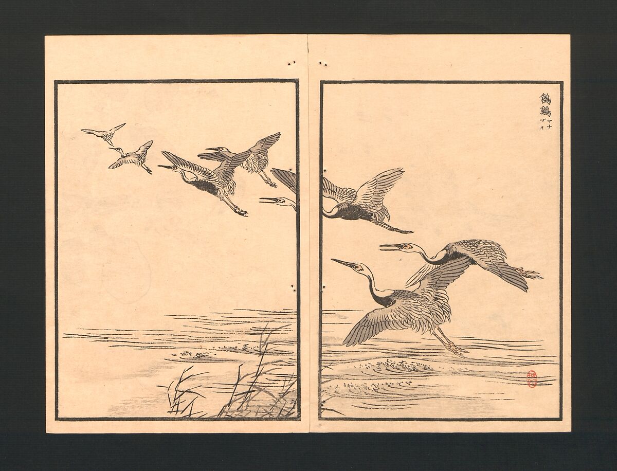 Bairei Picture Album of One Hundred Birds (Bairei hyakuchō gafu) 楳嶺百鳥畫譜, Kōno Bairei  幸野楳嶺 (Japanese, 1844–1895), Set of three polychrome woodblock printed books; ink and color on paper, Japan