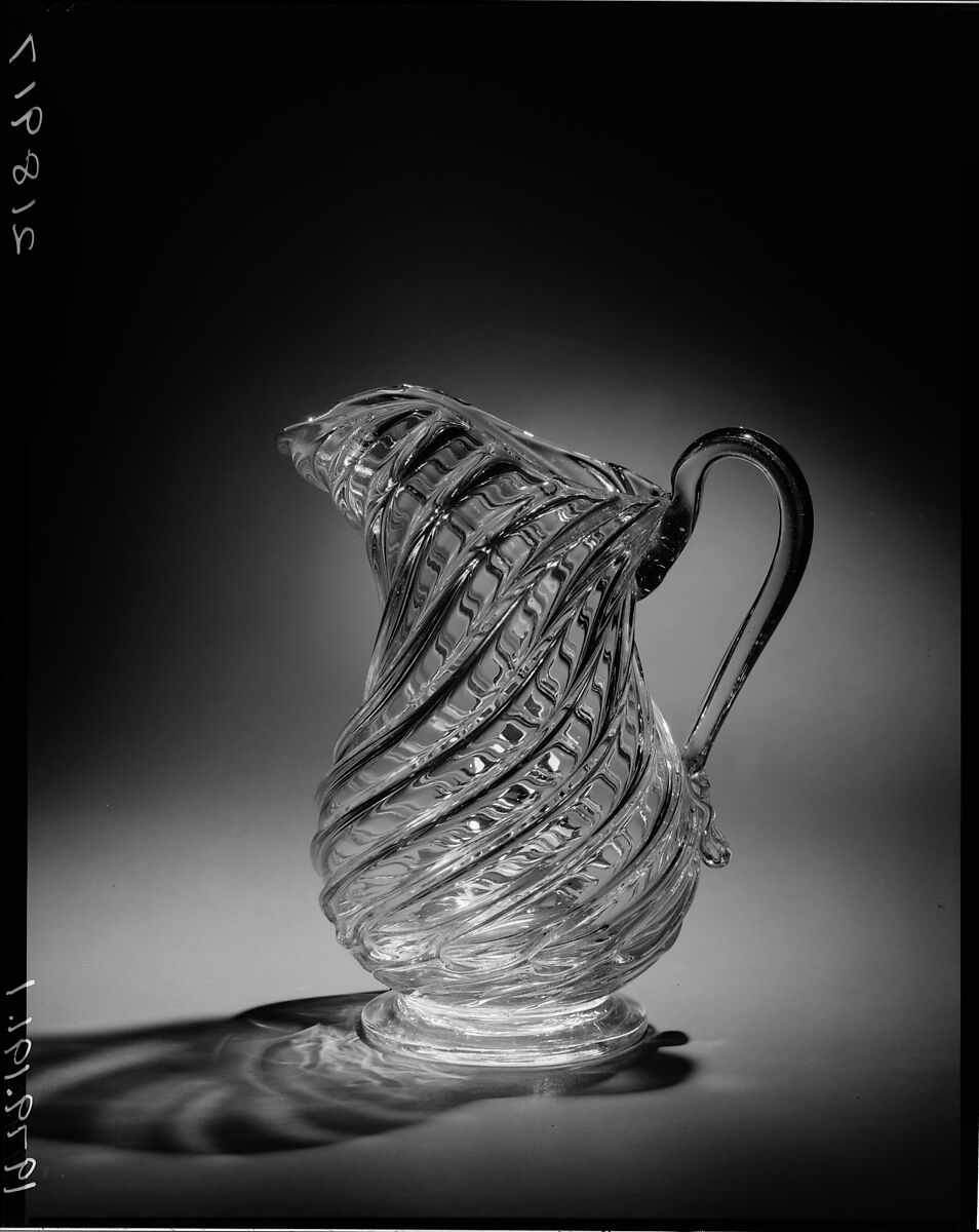 Pitcher, Blown pattern-molded glass, American 