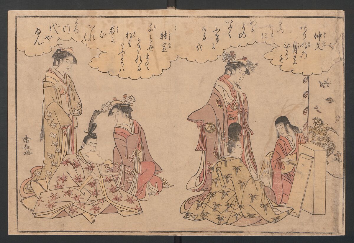 Twenty-four Illustrations of Poems of the Thirty-six Poets, Torii Kiyonaga (Japanese, 1752–1815), Ink and color on paper, Japan