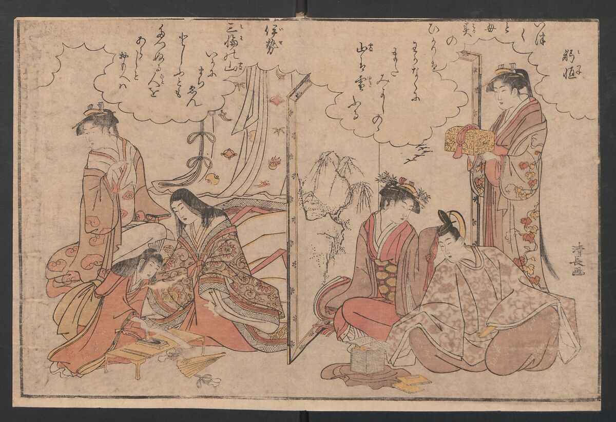 Twenty-four Illustrations of Poems of the Thirty-six Poets, Torii Kiyonaga (Japanese, 1752–1815), Ink and color on paper, Japan