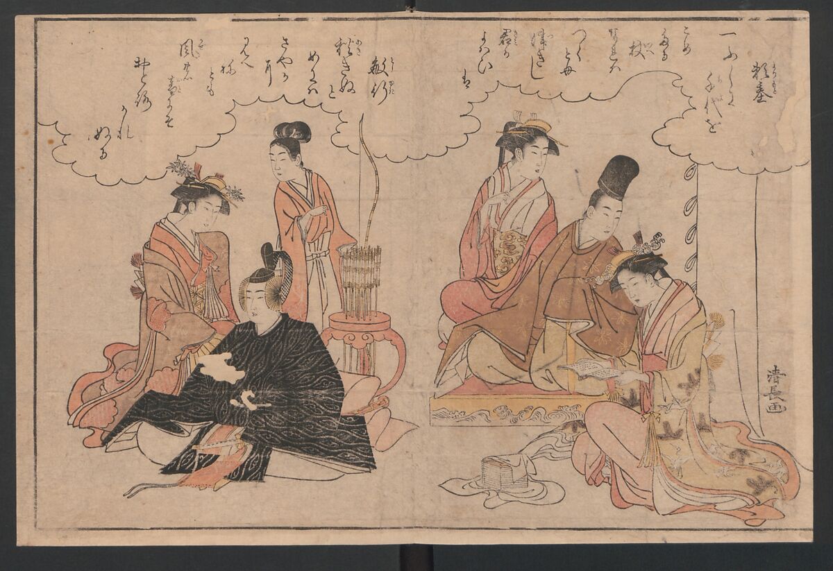 Twenty-four Illustrations of Poems of the Thirty-six Poets, Torii Kiyonaga (Japanese, 1752–1815), Ink and color on paper, Japan