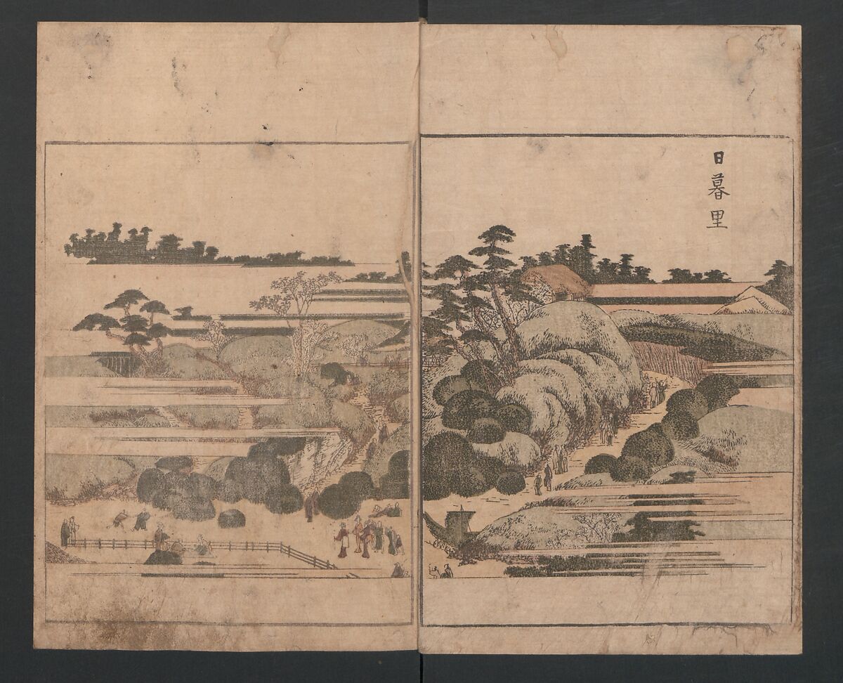 Illustrated Book of Outings in Edo (Ehon Azuma asobi) 画本東都遊; 東遊, Katsushika Hokusai 葛飾北斎 (Japanese, Tokyo (Edo) 1760–1849 Tokyo (Edo)), Three volumes; ink and color on paper, Japan