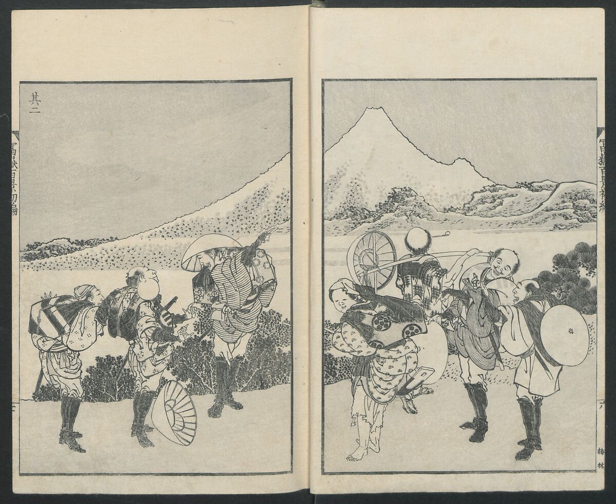 One Hundred Views of Mount Fuji (Fugaku Hyakkei shohen) 富嶽百景 初編, Katsushika Hokusai 葛飾北斎 (Japanese, Tokyo (Edo) 1760–1849 Tokyo (Edo)), Woodblock print; ink on paper, Japan