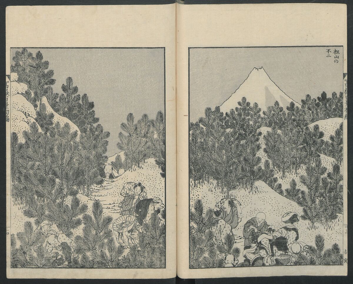 One Hundred Views of Mount Fuji (Fugaku Hyakkei shohen) 富嶽百景 初編, Katsushika Hokusai 葛飾北斎 (Japanese, Tokyo (Edo) 1760–1849 Tokyo (Edo)), Woodblock print; ink on paper, Japan
