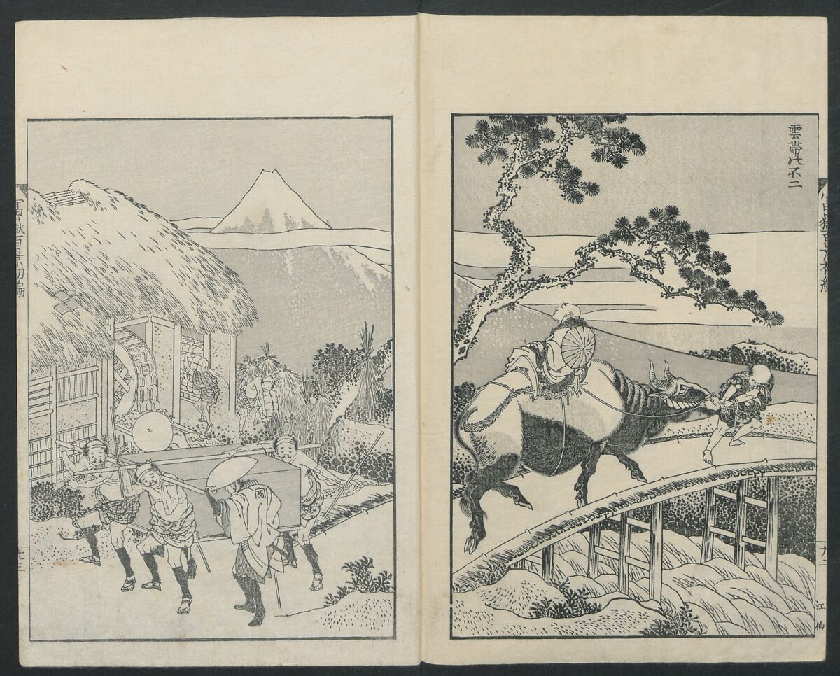 One Hundred Views of Mount Fuji (Fugaku Hyakkei shohen) 富嶽百景 初編, Katsushika Hokusai 葛飾北斎 (Japanese, Tokyo (Edo) 1760–1849 Tokyo (Edo)), Woodblock print; ink on paper, Japan