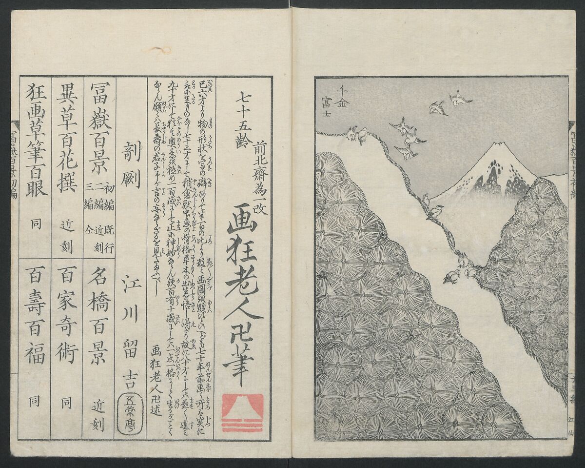 One Hundred Views of Mount Fuji (Fugaku Hyakkei shohen) 富嶽百景 初編, Katsushika Hokusai 葛飾北斎 (Japanese, Tokyo (Edo) 1760–1849 Tokyo (Edo)), Woodblock print; ink on paper, Japan