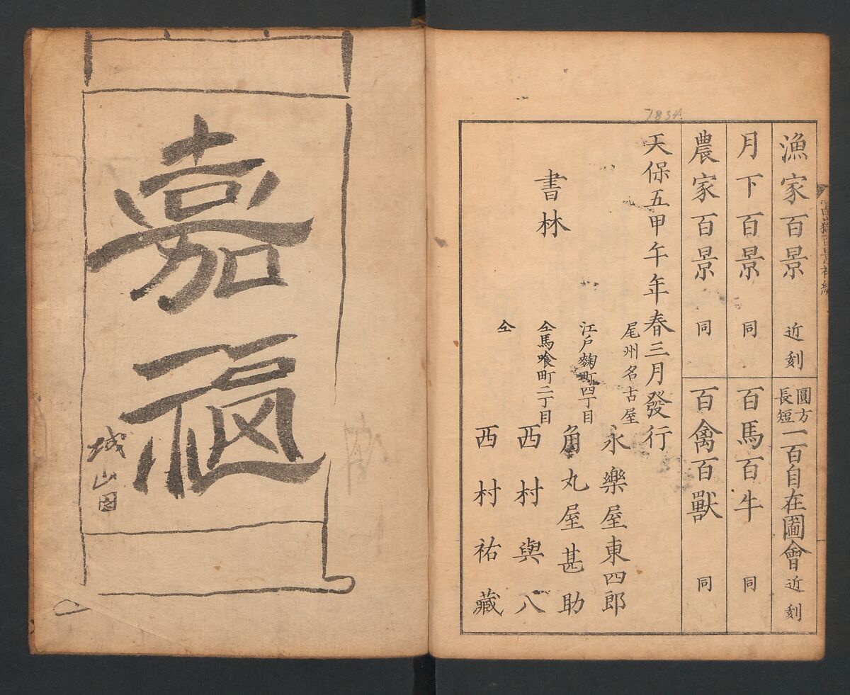 Mount Fuji of the Bamboo Grove, from One Hundred Views of Mount Fuji (Fugaku Hyakkei nihen), Katsushika Hokusai 葛飾北斎 (Japanese, Tokyo (Edo) 1760–1849 Tokyo (Edo)), Two volumes; woodblock print; ink on paper, Japan