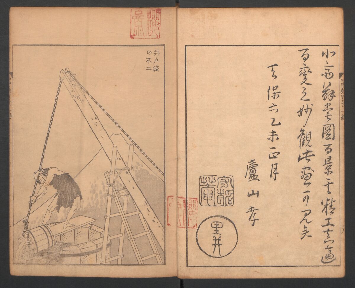 Mount Fuji of the Bamboo Grove, from One Hundred Views of Mount Fuji (Fugaku Hyakkei nihen), Katsushika Hokusai 葛飾北斎 (Japanese, Tokyo (Edo) 1760–1849 Tokyo (Edo)), Two volumes; woodblock print; ink on paper, Japan