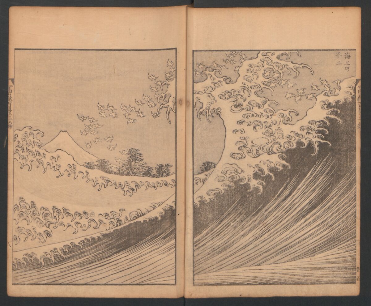 Mount Fuji of the Bamboo Grove, from One Hundred Views of Mount Fuji (Fugaku Hyakkei nihen), Katsushika Hokusai 葛飾北斎 (Japanese, Tokyo (Edo) 1760–1849 Tokyo (Edo)), Two volumes; woodblock print; ink on paper, Japan