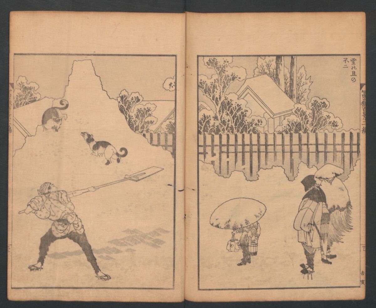 Mount Fuji of the Bamboo Grove, from One Hundred Views of Mount Fuji (Fugaku Hyakkei nihen), Katsushika Hokusai 葛飾北斎 (Japanese, Tokyo (Edo) 1760–1849 Tokyo (Edo)), Two volumes; woodblock print; ink on paper, Japan